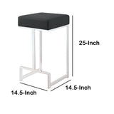 Benzara Metal Counter Height Stool, Black BM163692 Chrome & Black Metal & Leather BM163692