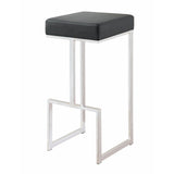 Benzara Metal Counter Height Stool, Black BM163693 Chrome & Black Metal & Leather BM163693