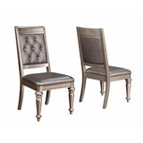 Benzara Wooden Dining Armless Chair With Tufted Back, Gray & Silver, Set of 2 BM163720 Gray & Silver Wood BM163720