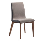 Benzara Wooden Armless Dining Side Chair, Gray & Walnut Brown, Set of 2 BM163723 Gray & Brown Wood & Fabric BM163723