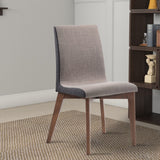 Benzara Wooden Armless Dining Side Chair, Gray & Walnut Brown, Set of 2 BM163723 Gray & Brown Wood & Fabric BM163723