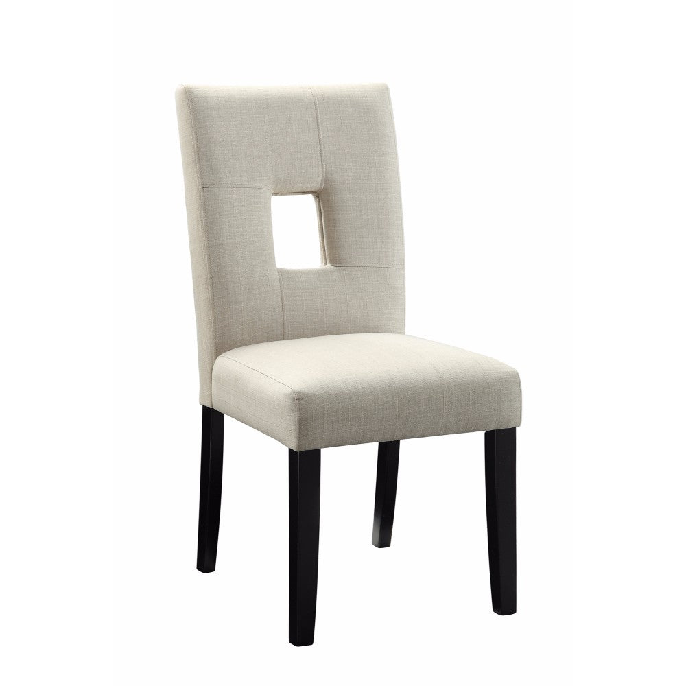 Benzara Wooden Dining Side Chair, Beige & Black, Set of 2 BM163725 Black & Beige Wood & Fabric BM163725