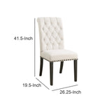 Benzara Chic Wooden Dining Side Chair, Beige, Set of 2 BM163742 Beige & Black Wood & Fabric BM163742