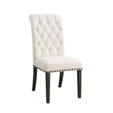 Benzara Chic Wooden Dining Side Chair, Beige, Set of 2 BM163742 Beige & Black Wood & Fabric BM163742