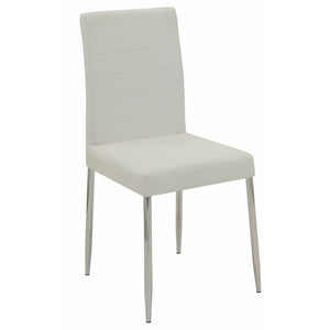Benzara Contemporary Dining Side Chair, White, Set of 4 BM163761 White & Chrome METAL BM163761
