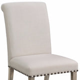 Benzara Rolled Back Parson Dining Chair, Beige, Set of 2 BM163804 Beige Wood & Fabric BM163804