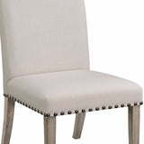 Benzara Rolled Back Parson Dining Chair, Beige, Set of 2 BM163804 Beige Wood & Fabric BM163804