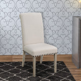 Benzara Rolled Back Parson Dining Chair, Beige, Set of 2 BM163804 Beige Wood & Fabric BM163804