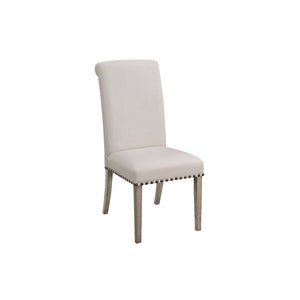 Benzara Rolled Back Parson Dining Chair, Beige, Set of 2 BM163804 Beige Wood & Fabric BM163804