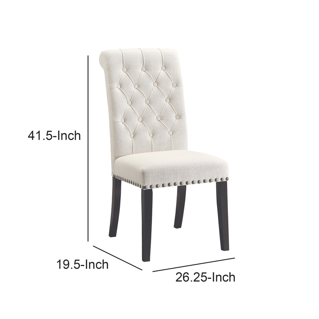 Benzara Wooden Dining Side Chair, Cream & Black, Set of 2 BM163805 Cream & Black Wood & Fabric BM163805