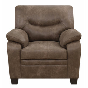 Benzara Upholstered Chair, Brown BM163869 Brown Wood and Leather BM163869