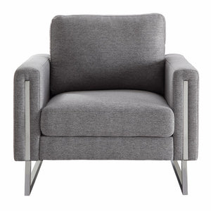 Benzara Upholstered Chair With U-Shaped Legs, Gray BM163880 Gray Steel and Fabric BM163880