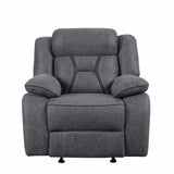 Pillow-Padded Glider Recliner With Contrast Stitching, Gray