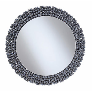 Benzara Round Contemporary Wall Mirror, Silver BM164009 Silver Glass BM164009