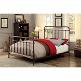 Benzara Metal Queen Size Platform Bed with Headboard & Footboard, Deep Bronze BM165986 Dark Bronze Metal BM165986