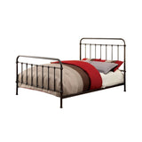 Benzara Metal Queen Size Platform Bed with Headboard & Footboard, Deep Bronze BM165986 Dark Bronze Metal BM165986