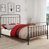 Benzara Metal Queen Size Platform Bed with Headboard & Footboard, Deep Bronze BM165986 Dark Bronze Metal BM165986