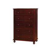 Benzara Wooden 5 Drawers Chest, Dark Walnut  Brown BM165990 Brown Solid Wood/Wood Veneer/Others BM165990