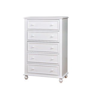 Benzara Wooden 5 Drawers Chest, White BM165991 White Solid Wood/Wood Veneer/Others BM165991