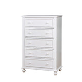 Benzara Wooden 5 Drawers Chest, White BM165991 White Solid Wood/Wood Veneer/Others BM165991