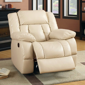 Benzara Bonded Leather Glider Recliner, Ivory BM166024 Ivory Leather BM166024