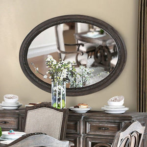 Benzara Oval Wall Mountable 5mm Beveled Mirror, Rustic Natural Brown BM166077 Brown Wood BM166077