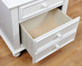 Benzara Wooden Night Stand With 2 Drawers, White BM166145 White Wood BM166145