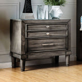 Benzara Finely Designed Wooden Night stand with drawers, gray BM166146 Gray Wood BM166146