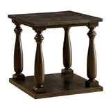 Benzara Wooden End Table with Open Shelf, Dark Walnut Brown BM166152 Brown Solid Wood/Wood Veneer/Others BM166152