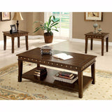 Benzara Solid Wood Coffee & End Tables Set, Dark Brown, Pack of 3 BM166158 Brown Bonded Leather BM166158