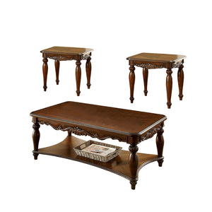 Benzara Wooden Coffee & End Tables Set, Cherry Brown, Pack of 3 BM166160 Brown Wood BM166160