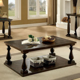 Benzara Wooden Coffee Table with Open bottom Shelf, Dark Walnut Brown BM166165 Dark Walnut Wood BM166165