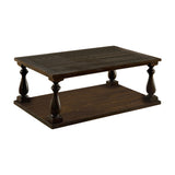 Benzara Wooden Coffee Table with Open bottom Shelf, Dark Walnut Brown BM166165 Dark Walnut Wood BM166165