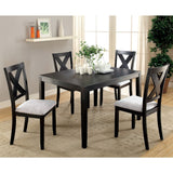 Benzara Wooden Dining Table Set Of 5, Black and Gray BM166179 Black and Gray Fabric and Wood BM166179