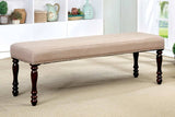 Benzara Wooden Bench With Padded Fabric Seat, Cherry Brown BM166213 Brown , Beige Wood & Fabric BM166213