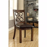 Benzara Wooden Armless Side Chair With Leather Seat, Rustic Walnut Brown, Pack of 2 BM166220 Brown Wood & Leather BM166220