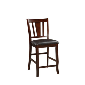 Benzara Wooden High Chair, Dark Brown & Black, Set of 2 BM166588 Brown & Black Rubber Wood Leatherette BM166588