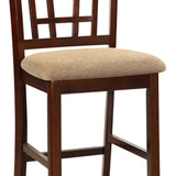 Benzara Wooden Counter Height Chair, Dark Brown & Cream, Set of 2 BM166589 Brown & Cream Solid Wood BM166589