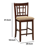 Benzara Wooden Counter Height Chair, Dark Brown & Cream, Set of 2 BM166589 Brown & Cream Solid Wood BM166589