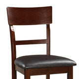 Benzara Wooden Counter Height Chair, Dark Brown, Set of 2 BM166590 Brown Solid Wood Faux Leather BM166590