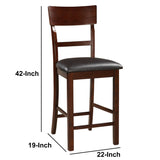 Benzara Wooden Counter Height Chair, Dark Brown, Set of 2 BM166590 Brown Solid Wood Faux Leather BM166590