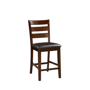 Benzara Wooden Counter Height Armless Chair, Walnut brown, Set of 2 BM166592 Brown Solid Wood  Faux Leather BM166592
