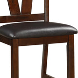 Benzara Rubber Wood Counter Height Armless Chair, Dark Walnut brown, Set of 2 BM166593 Brown Rubber Wood  Faux Leather BM166593