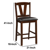 Benzara Rubber Wood Counter Height Armless Chair, Dark Walnut brown, Set of 2 BM166593 Brown Rubber Wood  Faux Leather BM166593