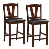 Rubber Wood Counter Height Armless Chair, Dark Walnut brown, Set of 2