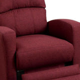 Benzara Swivel Recliner Chair In Carmine Polyfiber Fabric Red BM166609 Red PlywoodSolid Pine Foam Fiber Battings BM166609