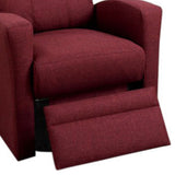 Benzara Swivel Recliner Chair In Carmine Polyfiber Fabric Red BM166609 Red PlywoodSolid Pine Foam Fiber Battings BM166609