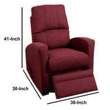 Benzara Swivel Recliner Chair In Carmine Polyfiber Fabric Red BM166609 Red PlywoodSolid Pine Foam Fiber Battings BM166609