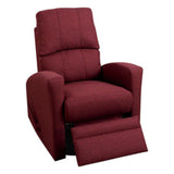 Benzara Swivel Recliner Chair In Carmine Polyfiber Fabric Red BM166609 Red PlywoodSolid Pine Foam Fiber Battings BM166609