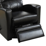 Benzara Swivel Recliner Chair In Black Faux Leather BM166611 Black Faux Leather Plywood Solid Pine Fiber Battings BM166611